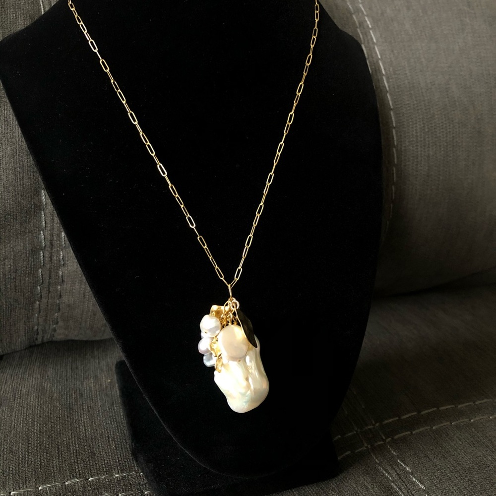 Chan Luu gold and white pearl mix necklace 32 in